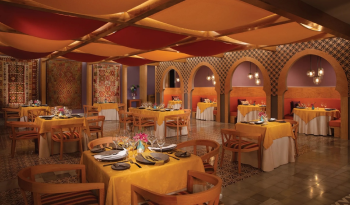 Moroccan-inspired dining room at Mezés, the Mediterranean restaurant at Dreams Playa Mujeres Moroccan-inspired dining room at Mezés, the Mediterranean restaurant at Dreams Playa Mujeres